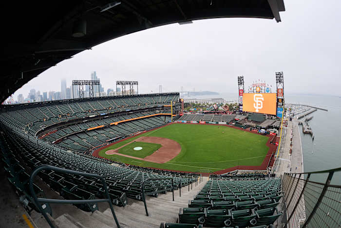 A general view of Oracle Park before a game between the Braves and Giants